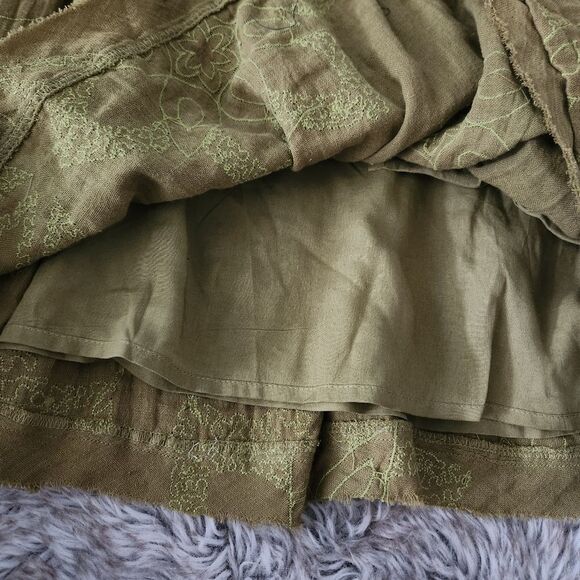 Free People Picking Petals Mini Dress Cardamom Seed Olive Green Women's Large - Picture 13 of 16